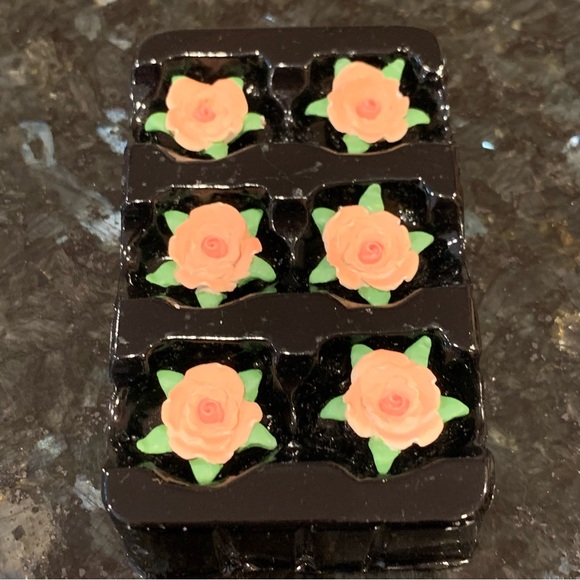 Princess House candle pins peach floral set of 6 item #2521 - Picture 2 of 4